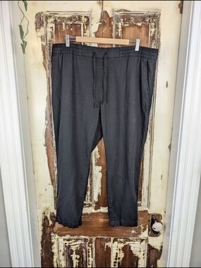 Old Navy Black Linen Blend Pull On Jogger Pants Size XL Minimalist Lagenlook